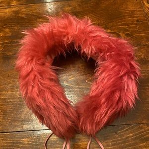 Furry tie on scarf! Looks fantastic attached to your winter coat!